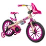 BICICLETA INFANTIL ARO 16 FEMININA NATHOR BARBIE SALMAO/ROSA